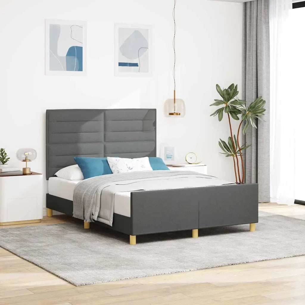 Struttura del letto Grigio scuro 160 x 200 cm Tessuto