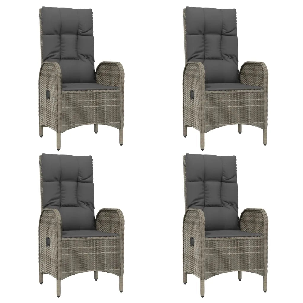 Set da Pranzo Giardino 5pz Nero e Grigio con Cuscini Polyrattan 3185198