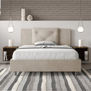 Letto matrimoniale francese senza rete imbottito 140x190 microfibra sabbia Appia