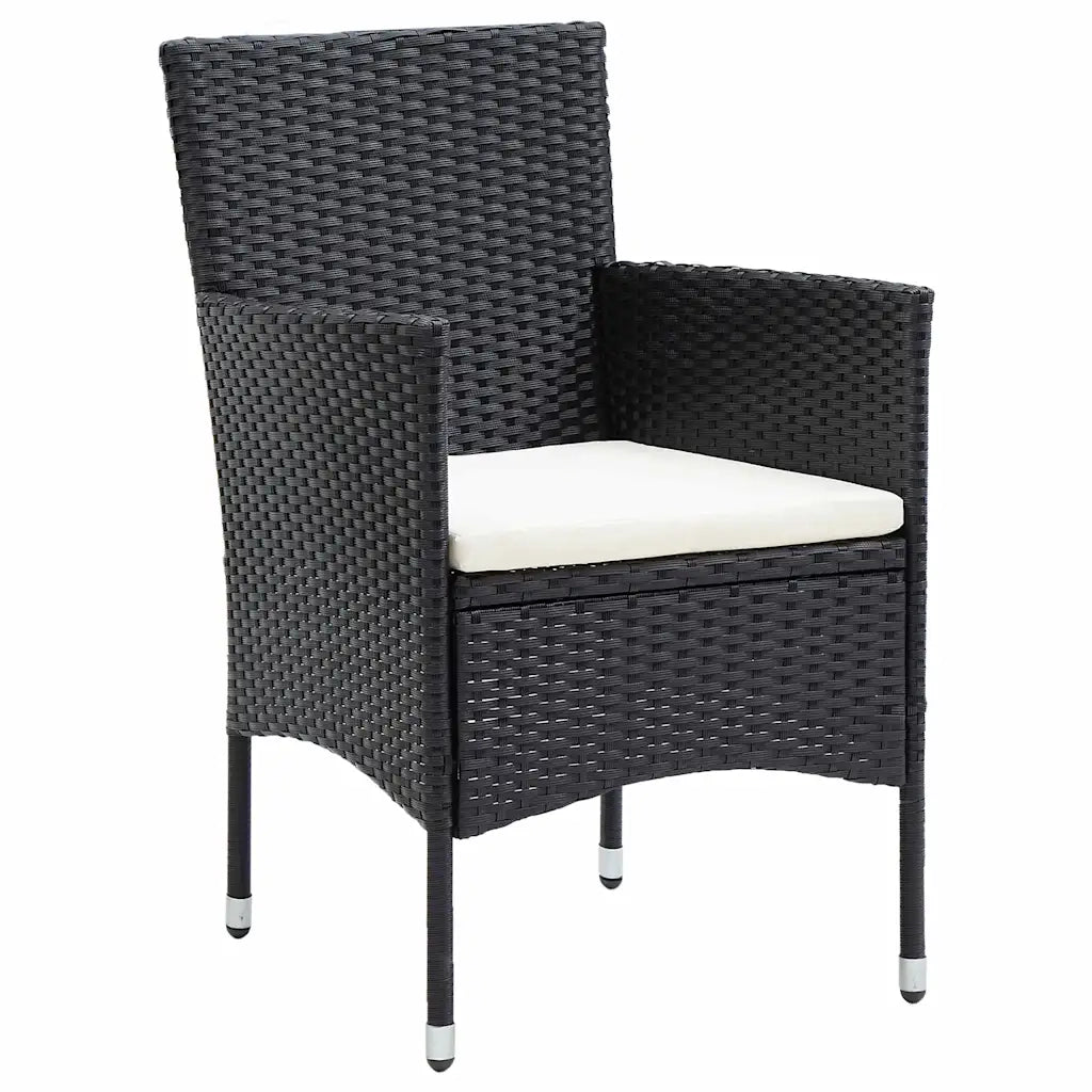 Set da Pranzo per Giardino con cuscino 5 pcs Nero polyrattan