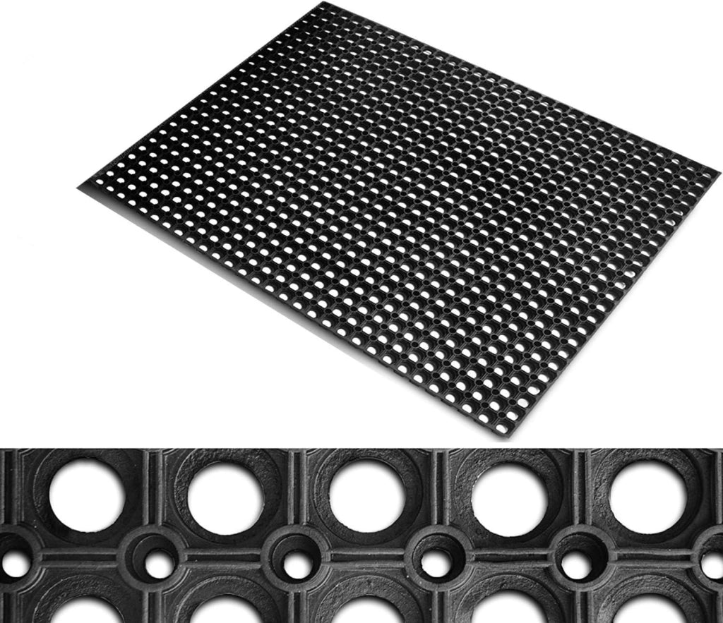 Zerbino antiscivolo Modulare Nido d'Ape Gomma Nera 50 x 100 cm