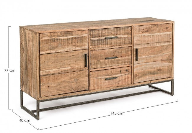 Credenza 2 Ante 3 Cassetti 145x40x77h cm Elmer S