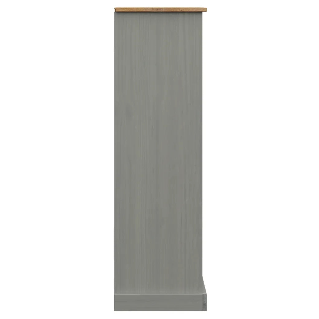 Libreria VIGO 90x35x114,5 cm in Legno Massello di Pino Grigio