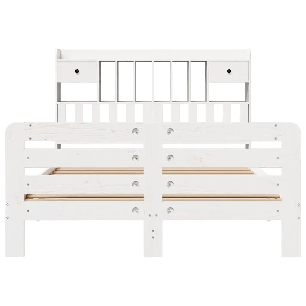 Letto Libreria senza Materasso Bianco 160x200 cm Legno di Pino 3309969