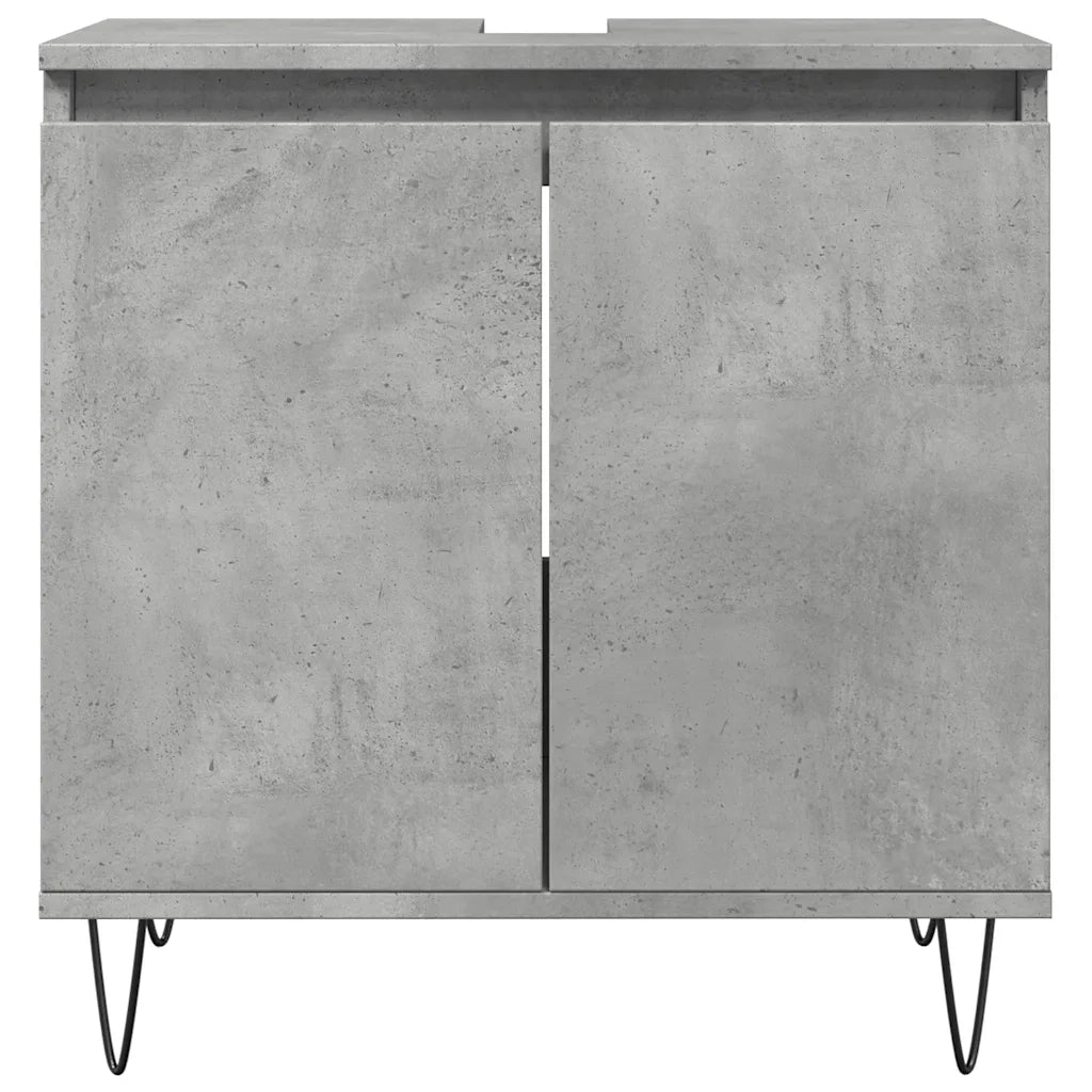 Set Mobili da Bagno 3 pz Grigio Cemento in Legno Multistrato 3324953