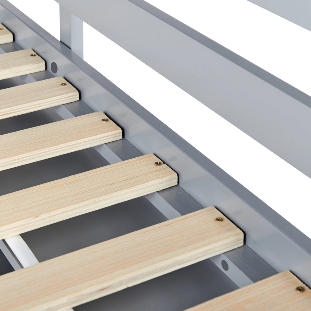 Letto alto per bambini Struttura in legno di pino grigio con scrivania e letto a soppalco Camera dei bambini e multifunzionale