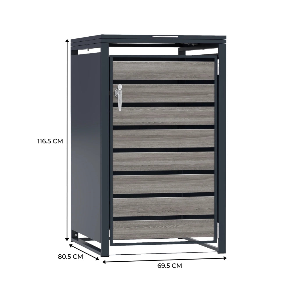 Copribidone Singolo 240 L Acciaio Zincato Antracite Effetto Legno Grigio