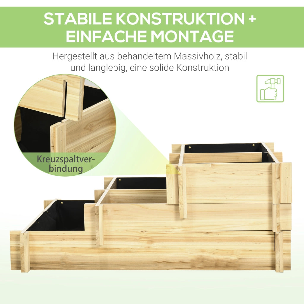 Hochbeet 3 Livelli ¨C zephmum ¨C Legno Naturale 93x93x35cm