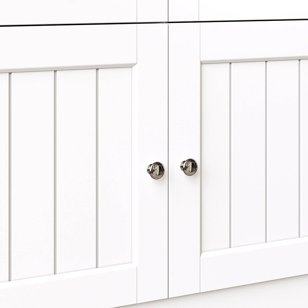 Credenza Cucina Alta 140x40x175cm - Xylo - Luci LED RGB Regolabili, Bianco/Nero
