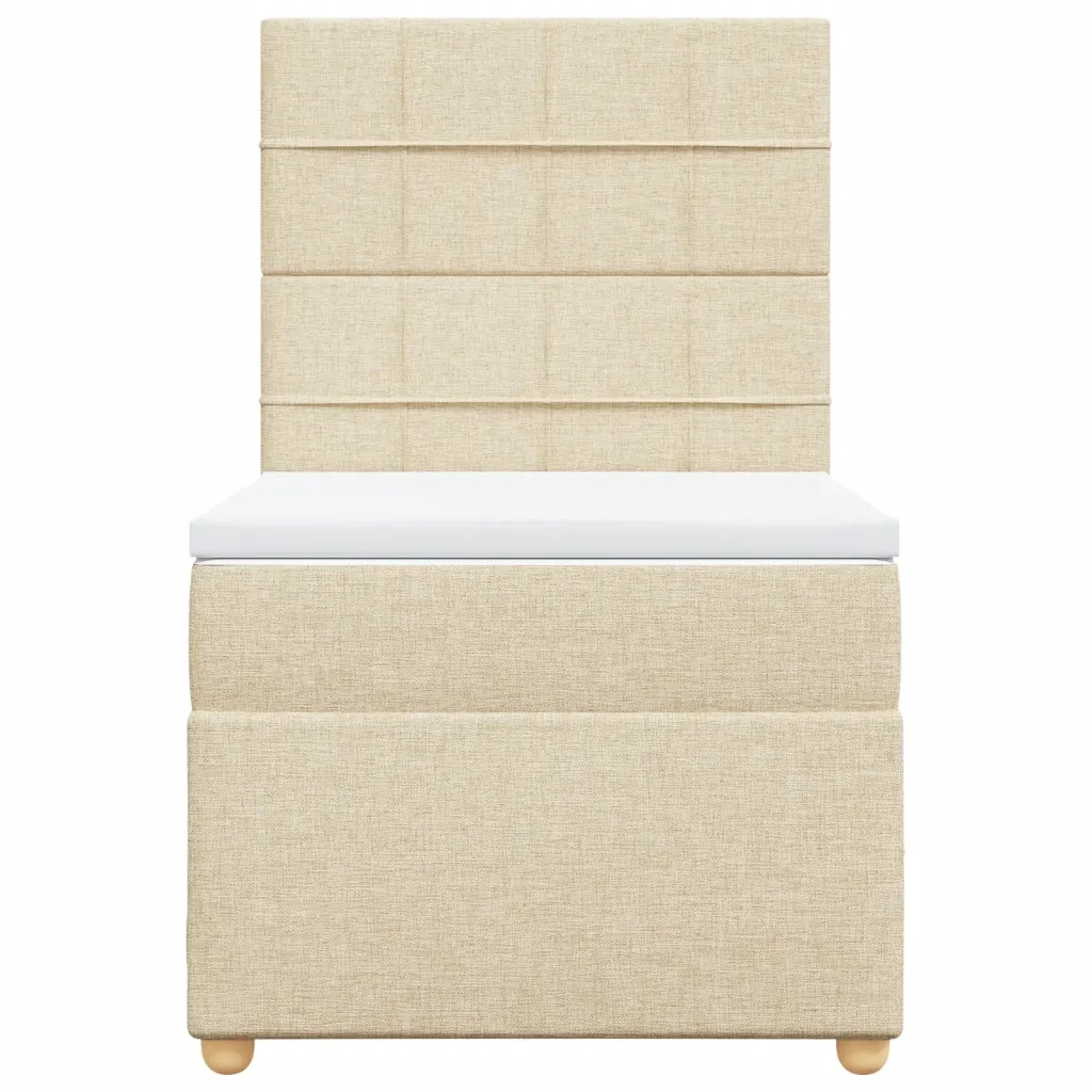 Giroletto a Molle con Materasso Crema 90x190 cm in Tessuto
