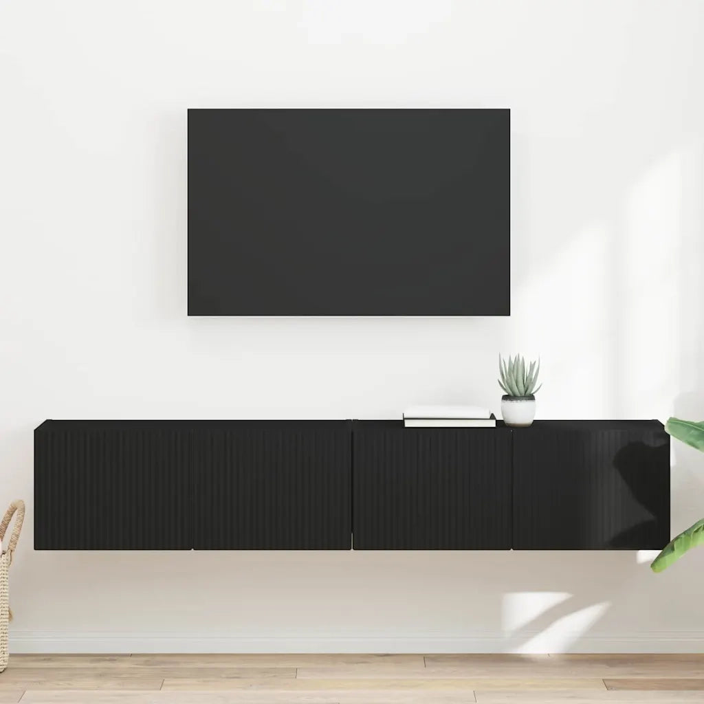 Mobile TV da parete 2 pcs Nero 78,5 x 31 x 29,5 cm