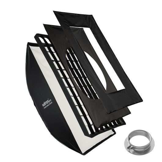 Studio Softbox 80x120cm + adattatore Softbox per Profoto (diametro esterno: 15,2 cm), ruotabile a 360°, facile da configurare grazie alla funzione ombrello, incl. griglia, maschere