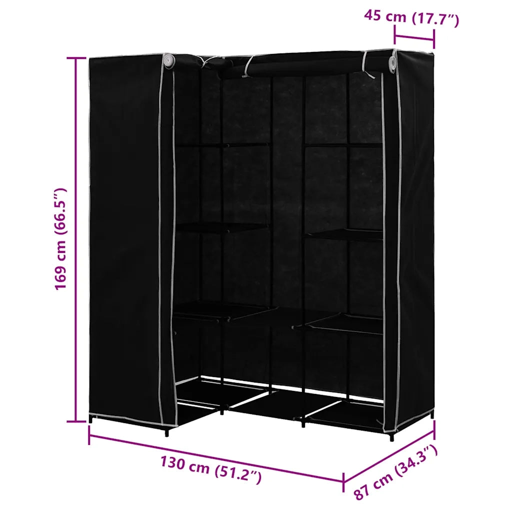 Armadio Angolare Nero 130x87x169 cm CFW6590460