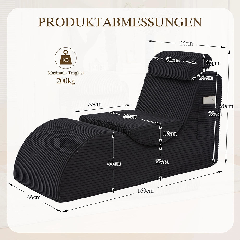 Poltrona relax moderna - Xylo - Design ergonomico, schiuma elastica, cuscino rimovibile, tasca laterale