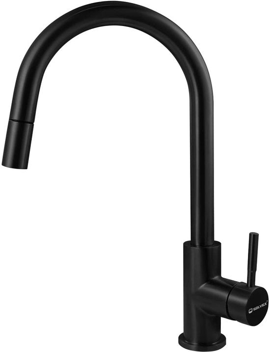 Uscita di Cucina Rotativa con 360° di Rotazione - Cucina con Alta Sfoglia - Alta Pressione Miscelatore Realizzato in Acciaio Inossidabile - Uscita di Cucina Nero Lucido, SP-10027-N