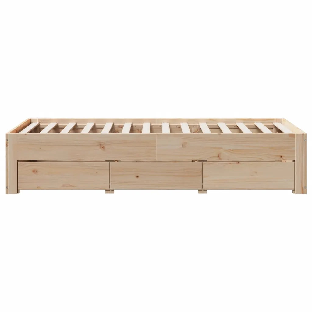 vidaXL Giroletto senza Materasso con Cassetti 75x190 cm Massello Pino