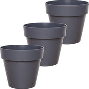 Pacchetto di 3 Vasi di Fiori in Plastica - 14 cm Vaso a Tazza Anthracite
