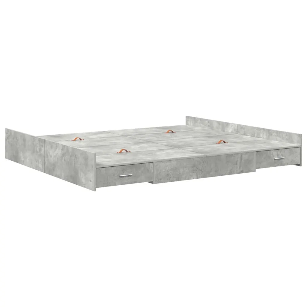 Struttura letto con contenitore Grigio cemento 200 x 200 cm 3335264