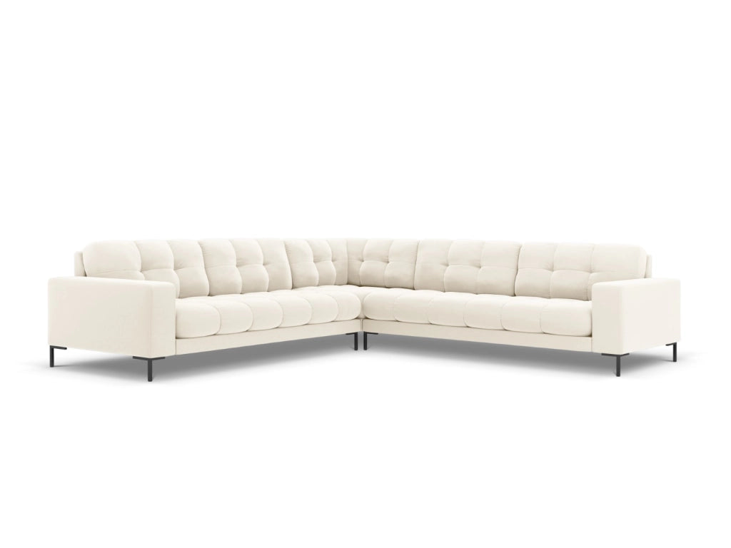 Cosmopolitan Design - Divano angolare reversibile "Bali" 6 posti in velluto beige chiaro 