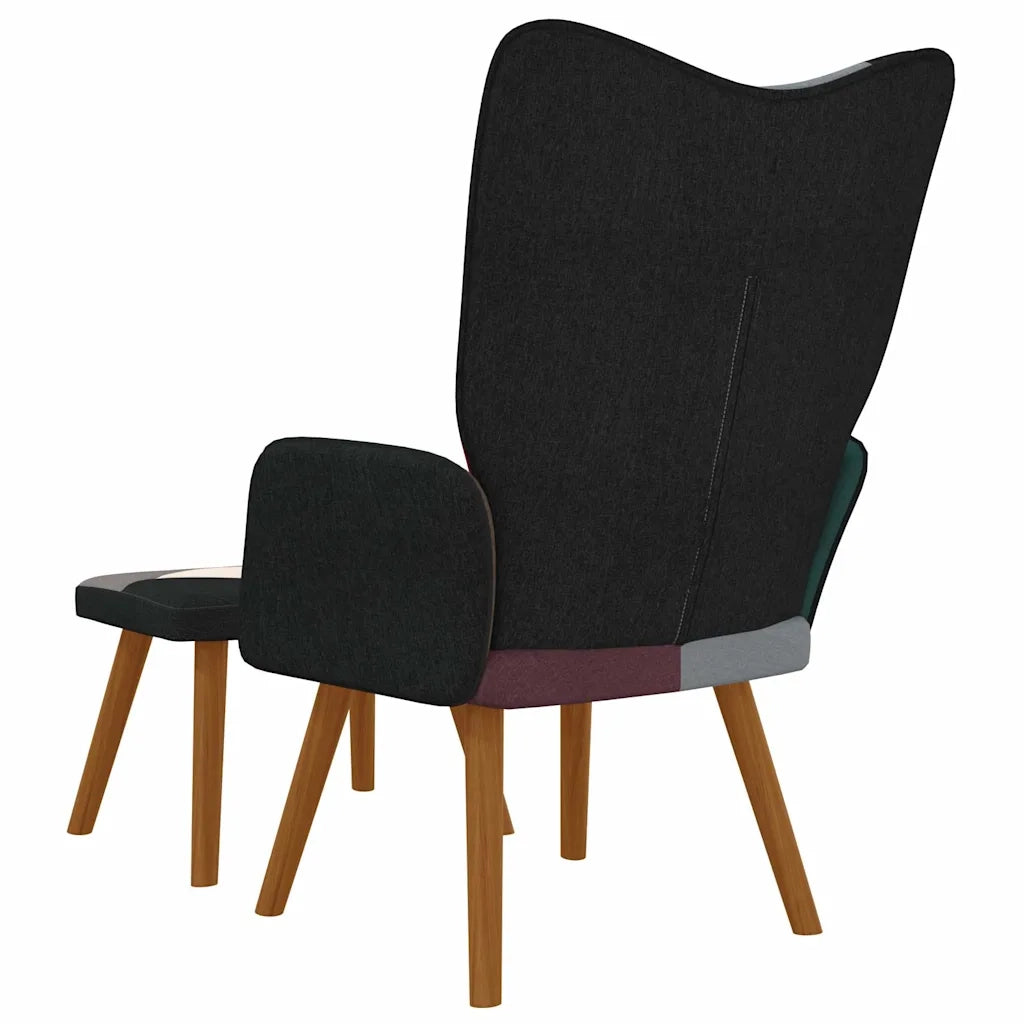 Divano Sedia-Poltrona Relax con Poggiapiedi in Tessuto Patchwork 665064