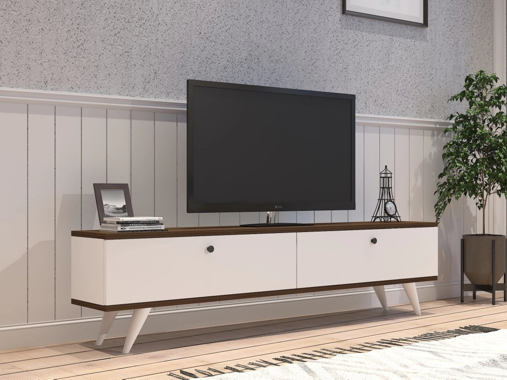 Olmedo, Mobile Porta tv 2 Ante, 160x25x35h cm Bianco