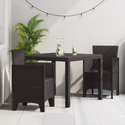 Set da pranzo da giardino 3 pezzi in polirattan marrone