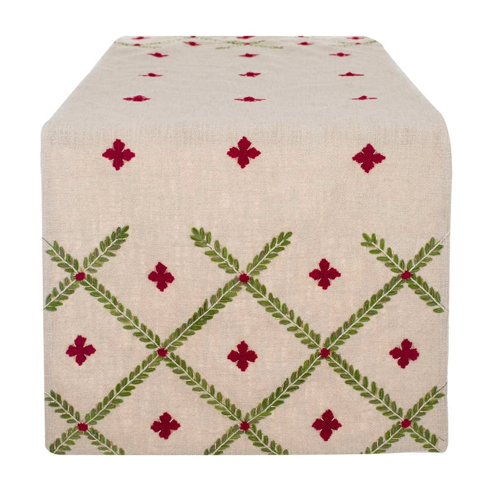 Runner Natalizio Ricamato Shabby Chic Trame Blanc Mariclo