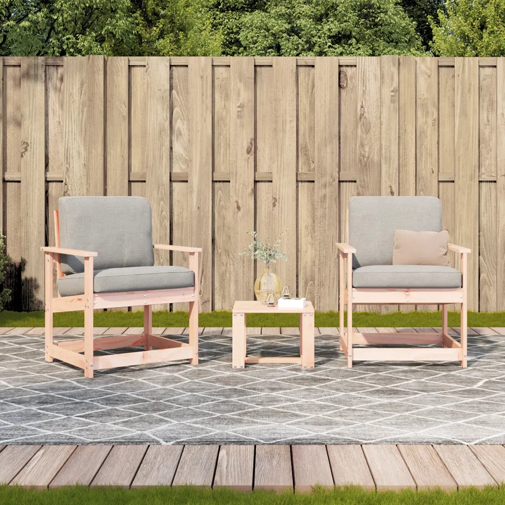 Set Salotto da Giardino 3 pz-Sedia da esterno in Legno Massello di Douglas