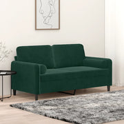 Divano a 2 Posti con Cuscini Verde Scuro 140 cm in Velluto 3200883
