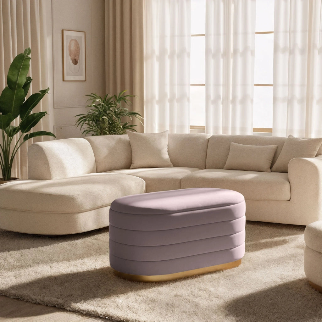 Panca imbottita con contenitore in velluto 80 cm BELLA Rosa Polvere