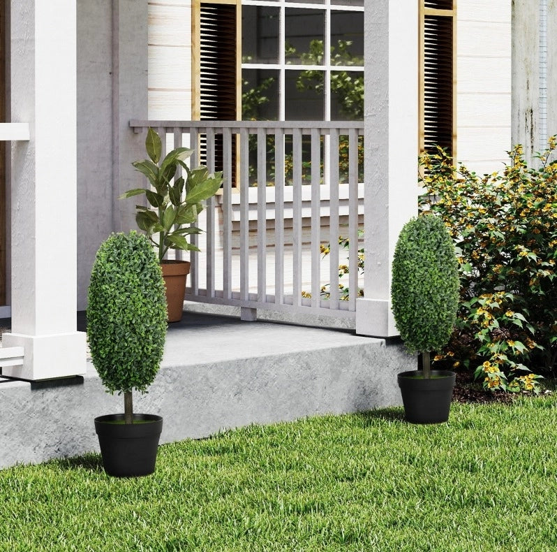 Set di 2 piante artificiali 60 cm con 322 foglie; resistenti ai raggi UV; plastica; verde