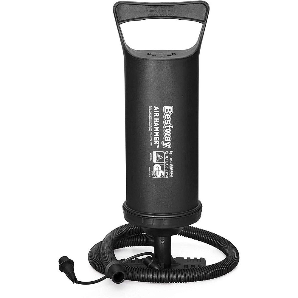 Trade Shop - Pompa Di Gonfiaggio Manuale 36 Cm Volume 1.850 Cc 3 Adattatori Per Valvola 62003 -