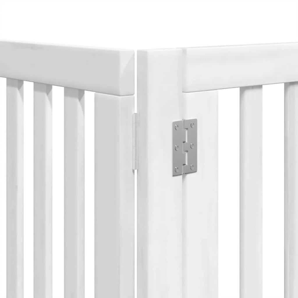 Cancelletto di sicurezza per animali domestici porta pieghevole 9 pannelli legno di pioppo bianco 02_0023293