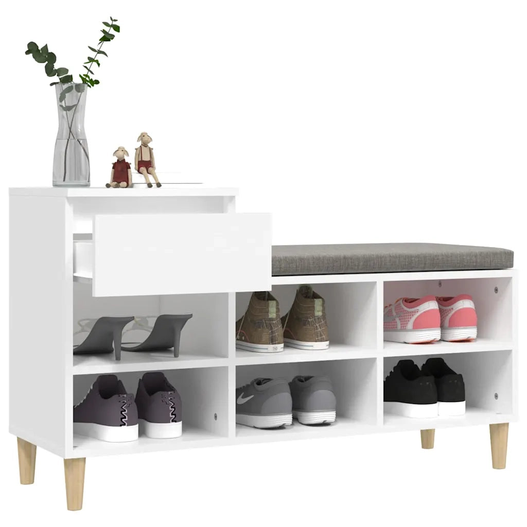 Scarpiera-Scaffale per scarpe Bianca 102x36x60 cm in Legno Multistrato 804912