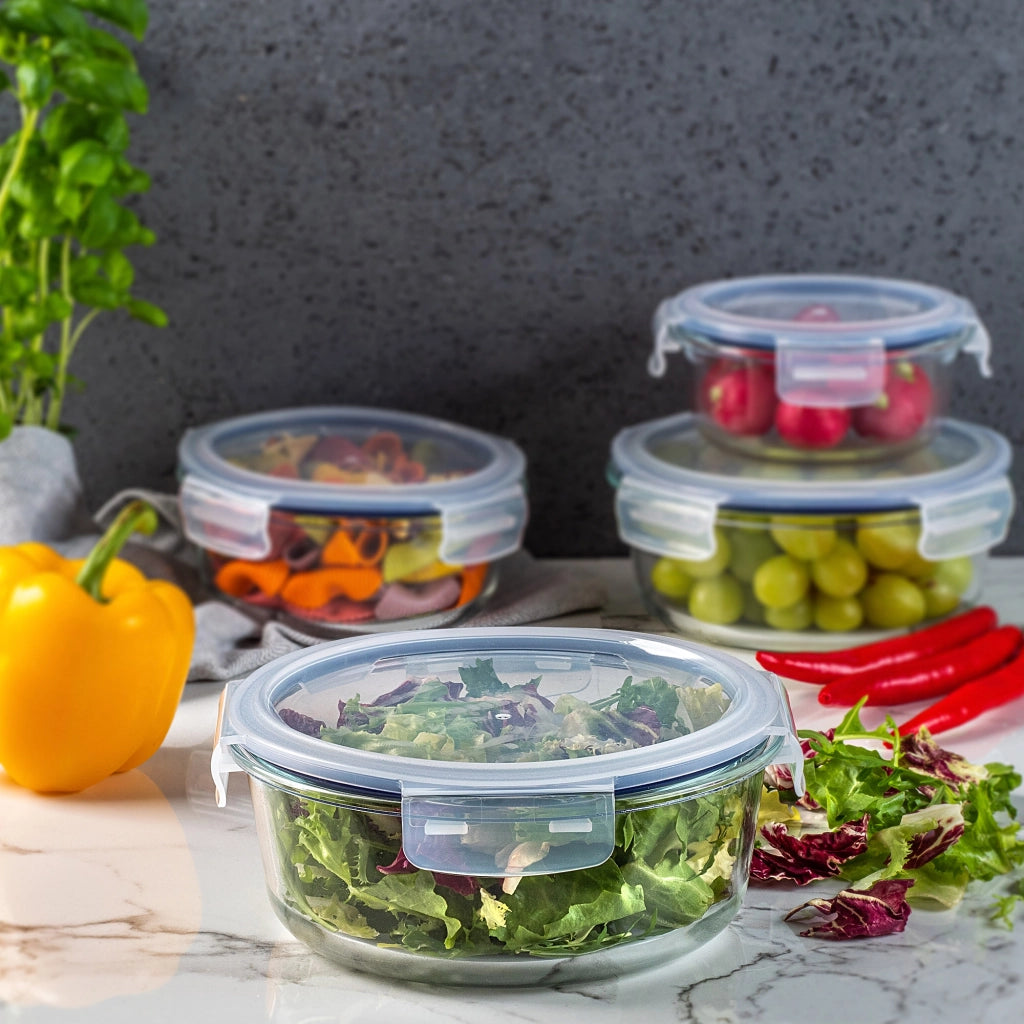Contenitore per alimenti in vetro KADAX da 1300 ml con coperchio, ideale per il pranzo.