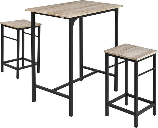 Set da giardino - 2 sedili + tavolo - maniglie in gomma - legno - 80x87x50 cm