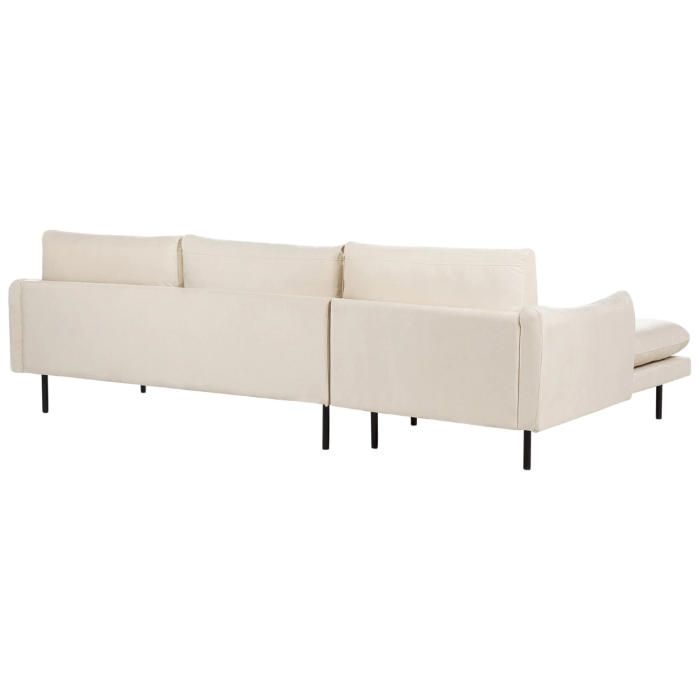 Divano angolare moderno in velluto beige chiaro con gambe nere a 4 posti Stile Retrò Moderno