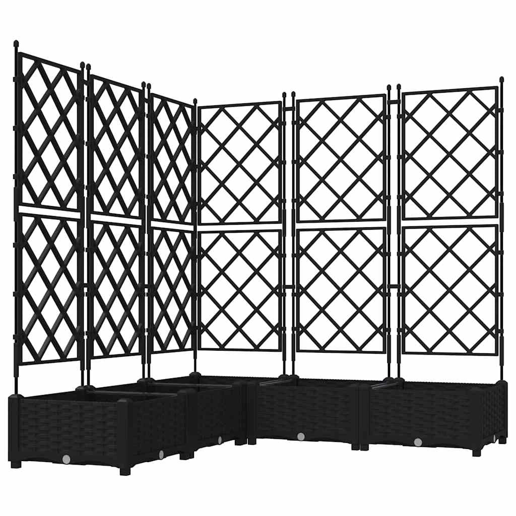 Set di 5 fioriere da giardino moderne da esterno 120 x 120 x 125,5 cm in acciaio nero 02_0058540