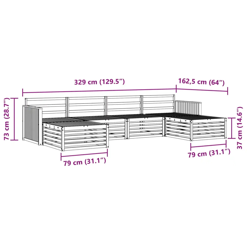 Set divani 6 pcs Naturale Legno di Acacia Massello 3373894