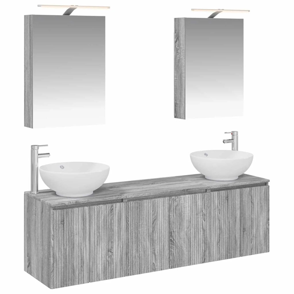 Set di Armadi da Bagno 5 pcs Sonoma grigio Legno ingegnerizzato 3406476