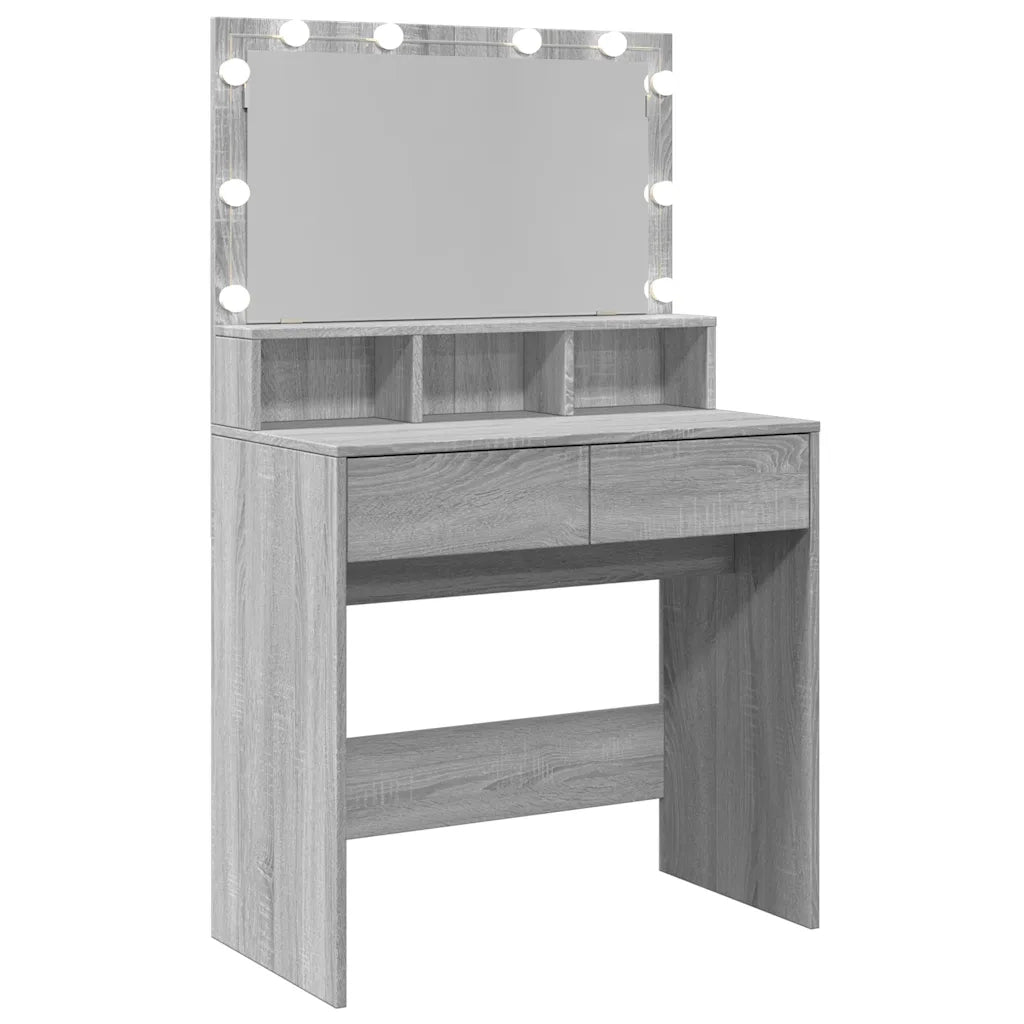 Toeletta | Tavolo da Trucco con LED Grigio Sonoma 80x41x134,5 cm