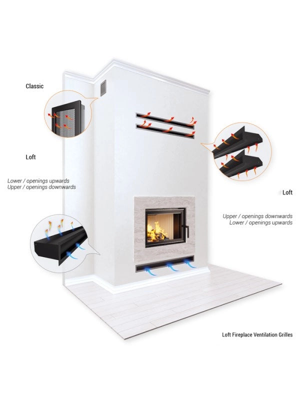 Griglia di ventilazione per camino Crema- Loft 90x400