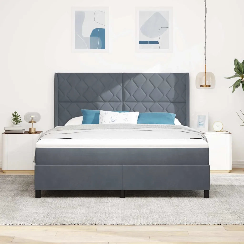 Letto a molle con materasso Grigio scuro 180 x 200 cm Velluto 3342075