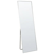 Specchio da terra con cornice in alluminio argento 170 x 57 cm con supporto dal design moderno incorniciato a figura intera