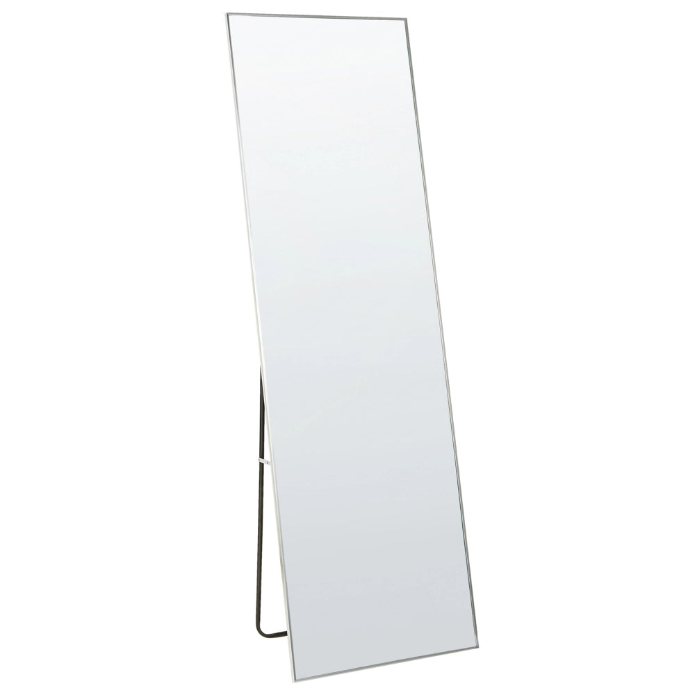 Specchio da terra con cornice in alluminio argento 170 x 57 cm con supporto dal design moderno incorniciato a figura intera