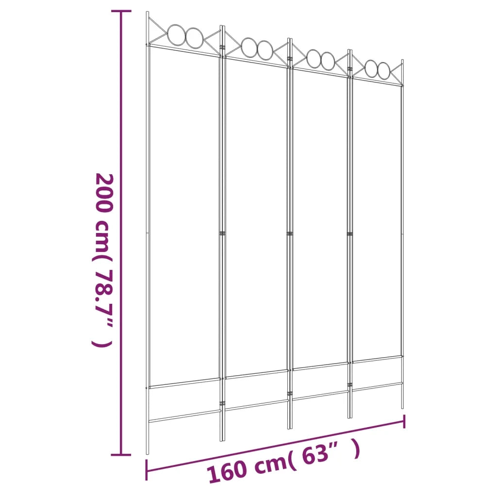 Divisorio a 4 Pannelli Antracite 160x200 cm Tessuto 350152