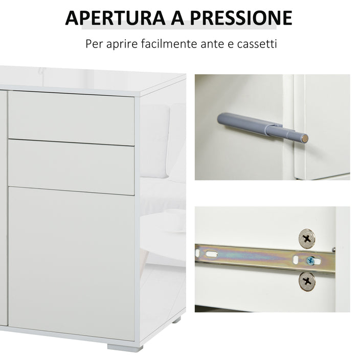 EASYCOMFORT  Mobiletto Armadietto Multiuso con Apertura a Pressione - Bianco