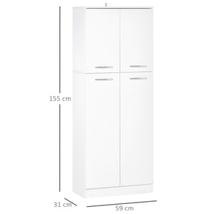 Easycomfort Mobile Dispensa Multiuso con 2 Armadietti e Mensole Regolabili, MDF, 59x31x155cm, Bianco