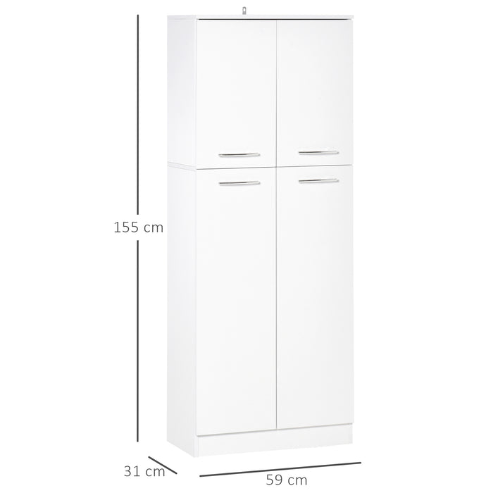 Easycomfort Mobile Dispensa Multiuso con 2 Armadietti e Mensole Regolabili, MDF, 59x31x155cm, Bianco