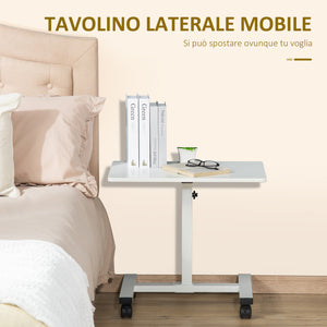 EASYCOMFORT  Tavolino Porta PC con Altezza Regolabile e Ruote, 60x40x52.5-84cm, Bianco